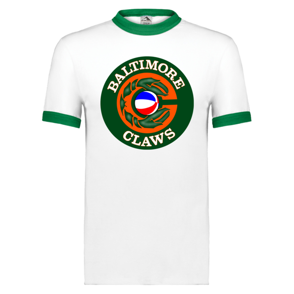 Baltimore Claws T-shirt Ringer ABA Basketball color White/Kelly Green