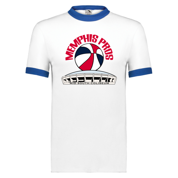 Memphis Pros ABA T-shirt Ringer American Basketball Association team color White/Royal Blue