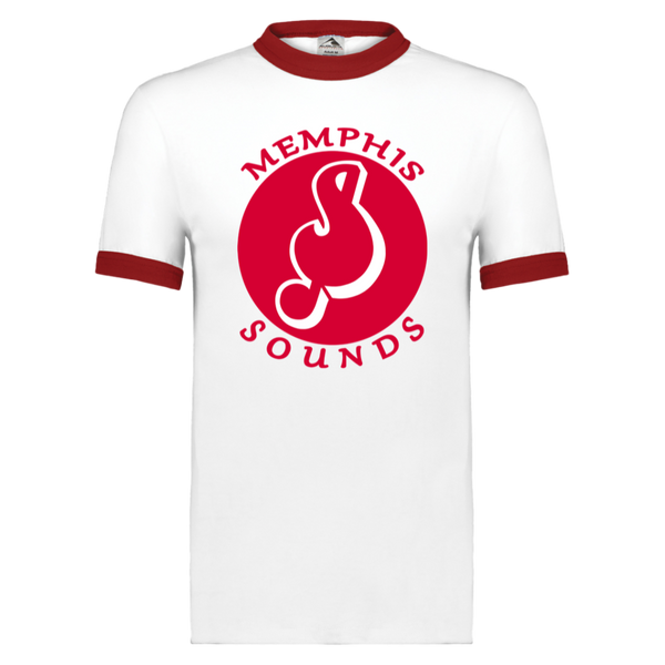 Memphis Sounds ABA T-shirt Ringer American Basketball Association Team Tee color White/Red