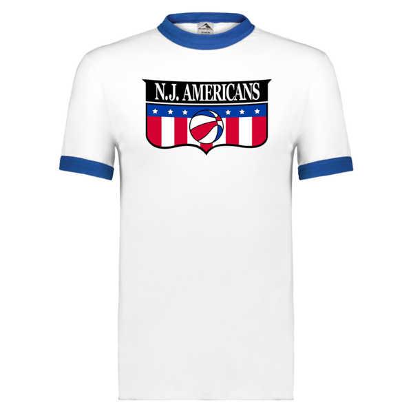 New Jersey Americans ABA T-shirt Ringer American Basketball Association Team color White/Royal Blue