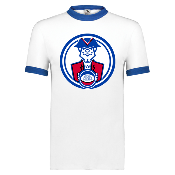 Virginia Squires ABA T-shirt Ringer American Basketball Association Team Tee color White/Royal Blue