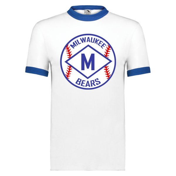 Milwaukee Bears T-shirt Rarified Ringer Negro League Baseball color White/Royal Blue