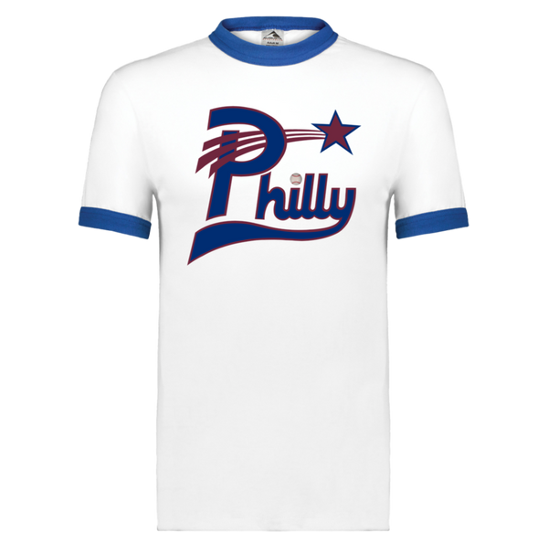Philadelphia Stars T-shirt Ringer Negro League Baseball color White/Royal Blue