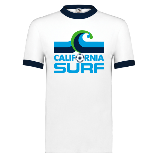 California Surf T-shirt Ringer NASL Soccer color White/Navy