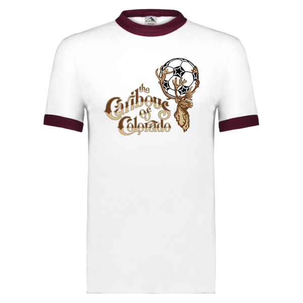 Colorado Caribous T-shirt Ringer NASL Soccer color White/Maroon