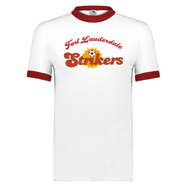 Fort Lauderdale Strikers T-shirt Ringer NASL Soccer color White/Red