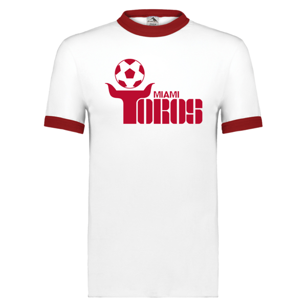 Miami Toros T-shirt Ringer NASL Soccer color White/Red