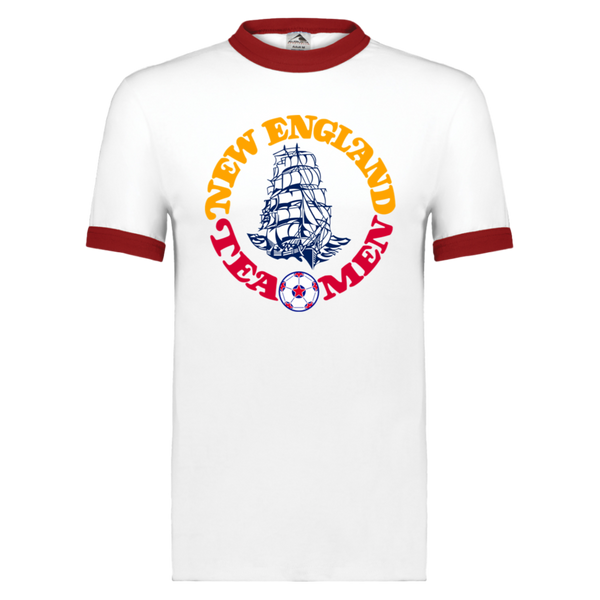 New England Tea Men T-shirt Ringer NASL Soccer color White/Red