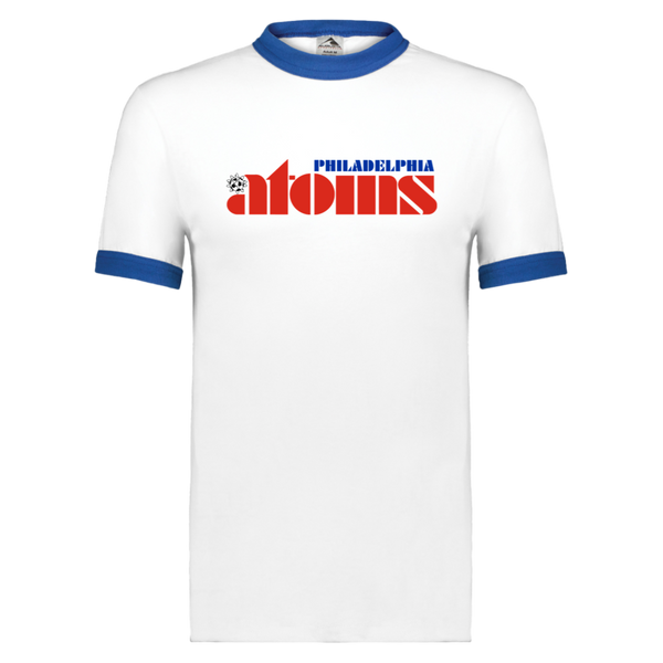 Philadelphia Atoms T-shirt Ringer NASL Soccer color White/Royal Blue