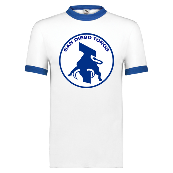 San Diego Toros T-shirt Ringer NASL Soccer color White/Royal Blue
