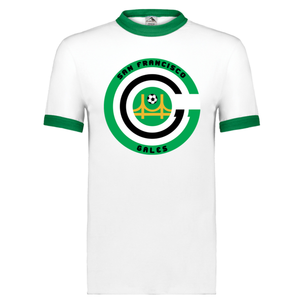 San Francisco Gales T-shirt Ringer NASL Soccer color White/Kelly Green