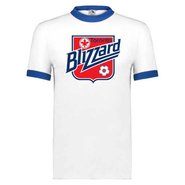 Toronto Blizzard T-shirt Rarified Ringer NASL Soccer color White/Royal Blue