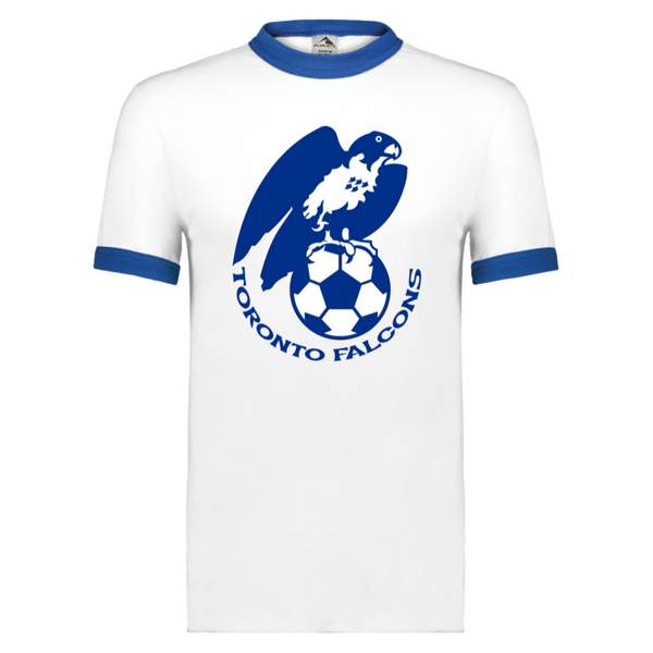 Toronto City Falcons T-shirt Ringer NASL Soccer color White/Royal Blue