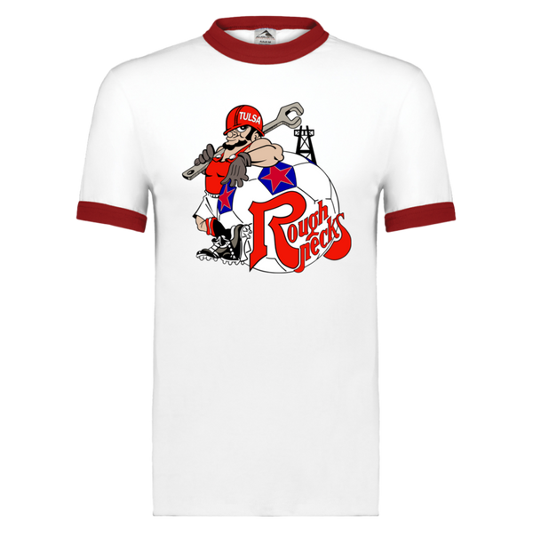 Tulsa Roughnecks T-shirt Ringer NASL Soccer color White/Red