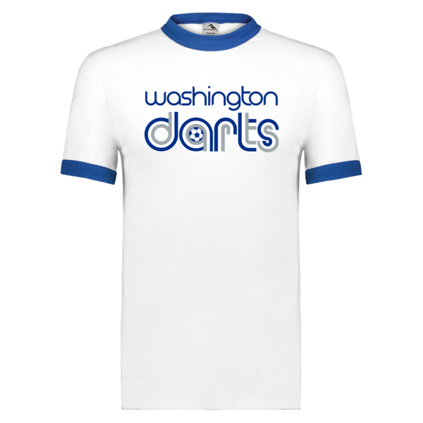 Washington Darts T-shirt Ringer NASL Soccer color White/Royal Blue