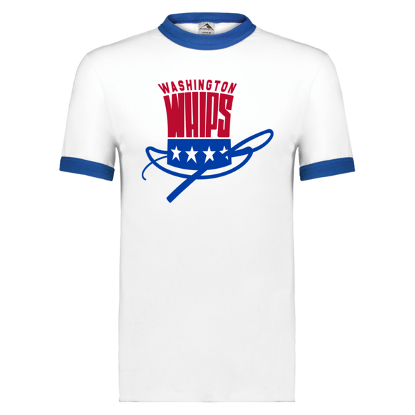 Washington Whips T-shirt Ringer NASL Soccer color White/Royal Blue