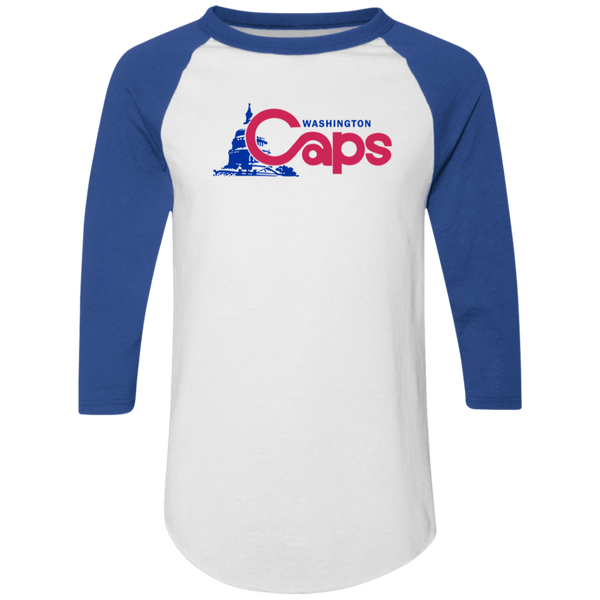 Washington Caps Raglan Shirt ABA Basketball color White/Royal Blue