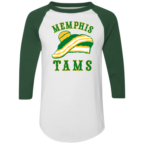 Memphis Tams Raglan Shirt ABA Basketball color White/Dark Green