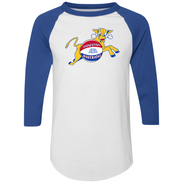 Houston Mavericks Raglan Shirt ABA Basketball color White/Royal Blue