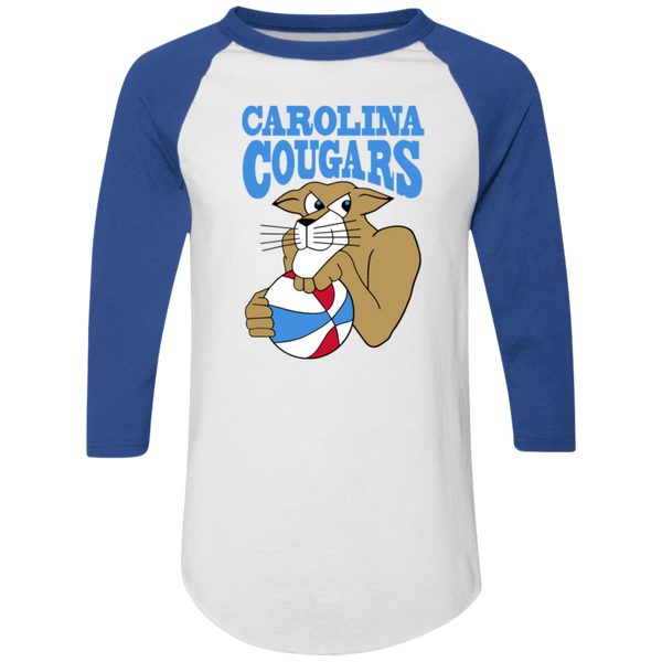 Carolina Cougars Raglan Shirt ABA Basketball color White/Royal Blue