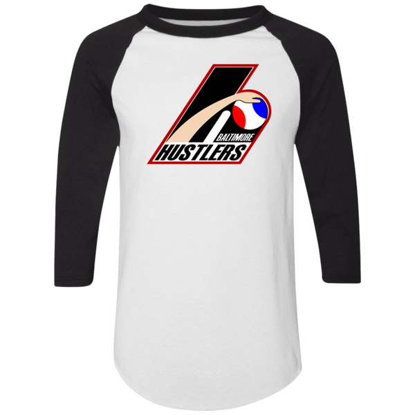 Baltimore Hustlers Raglan Shirt 3/4 Sleeve ABA Basketball color White/Black