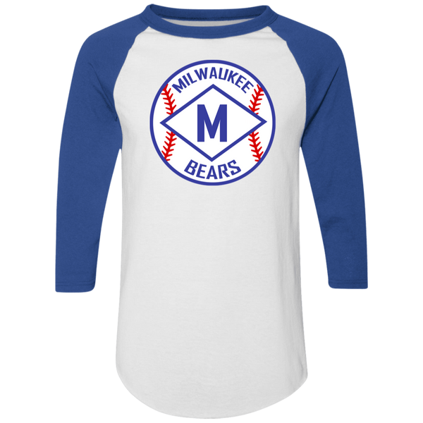 Milwaukee Bears Raglan Shirt Negro League Baseball color White/Royal Blue
