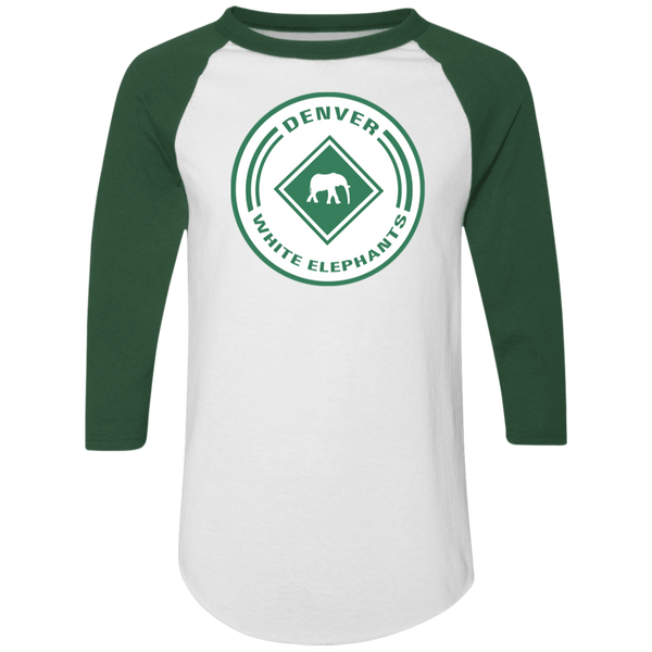 Denver White Elephants Raglan Shirt Negro League Baseball color White/Dark Green