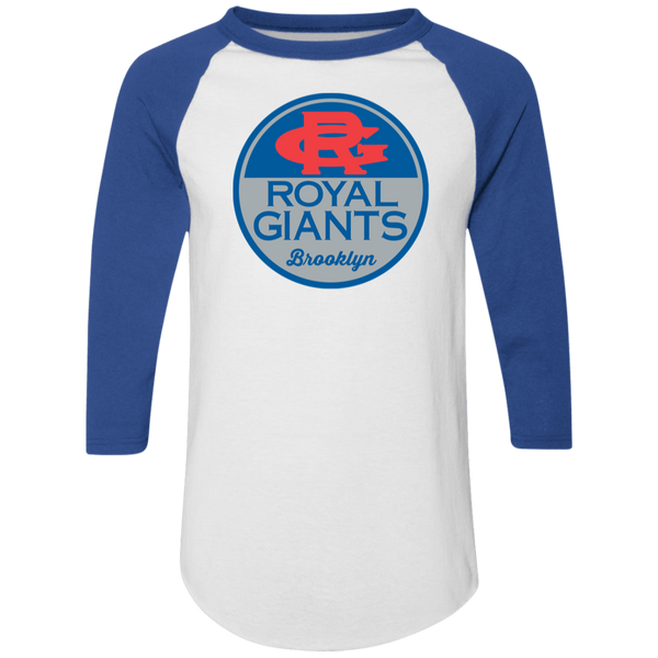 Brooklyn Royal Giants Raglan Tee Shirt color White/Royal Blue