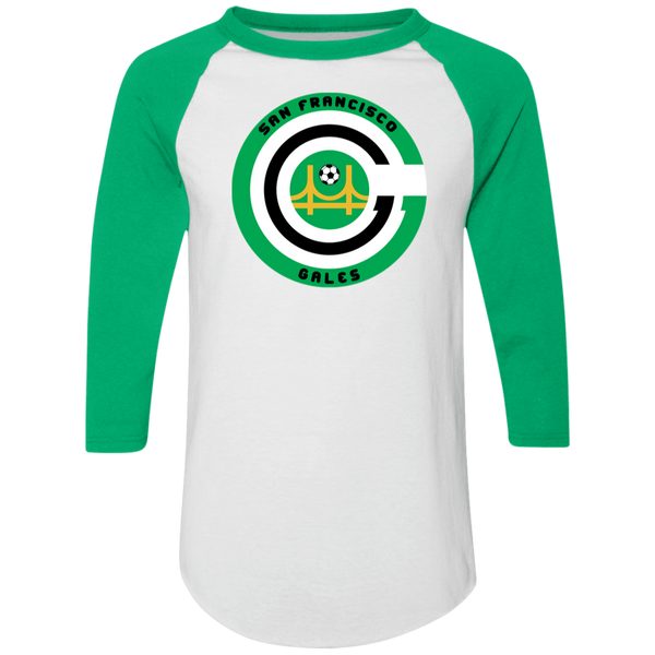 San Francisco Gales Raglan Shirt Franchise USA Soccer color White/Kelly Green