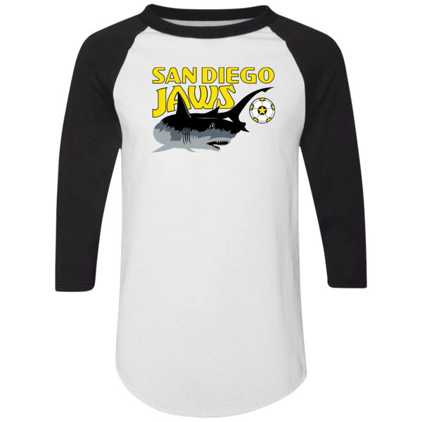 San Diego Jaws Raglan Shirt Franchise NASL Soccer color White/Black