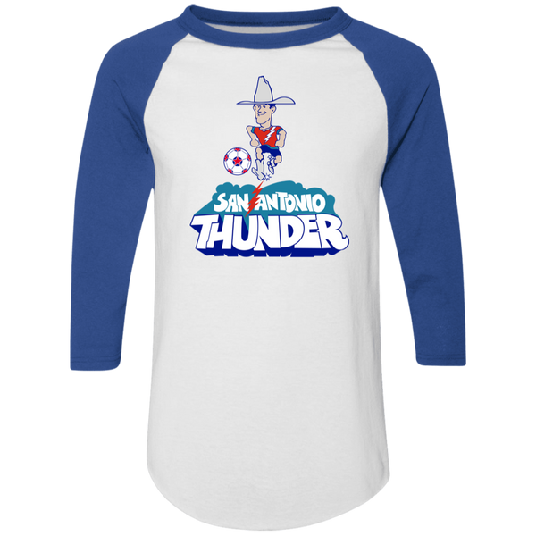 San Antonio Thunder Raglan Shirt Franchise NASL Soccer color White/Royal Blue