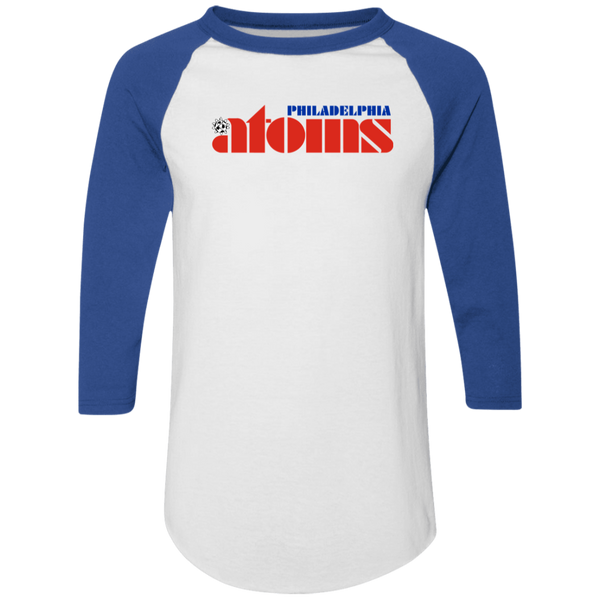 Philadelphia Atoms Raglan Shirt Franchise NASL Soccer color White/Royal Blue