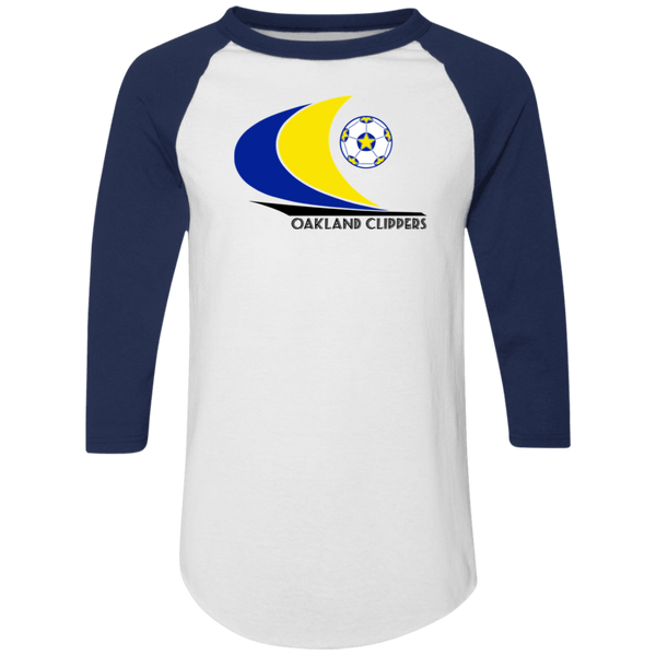 Oakland Clippers Raglan Shirt NASL Soccer color White/Navy Blue
