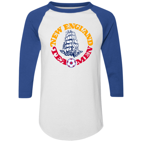 New England Tea Men Raglan Shirt Franchise NASL Soccer color White/Royal Blue
