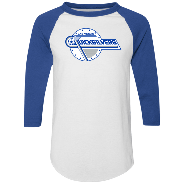 Las Vegas Quicksilvers Raglan Shirt Franchise NASL Soccer color White/Royal Blue