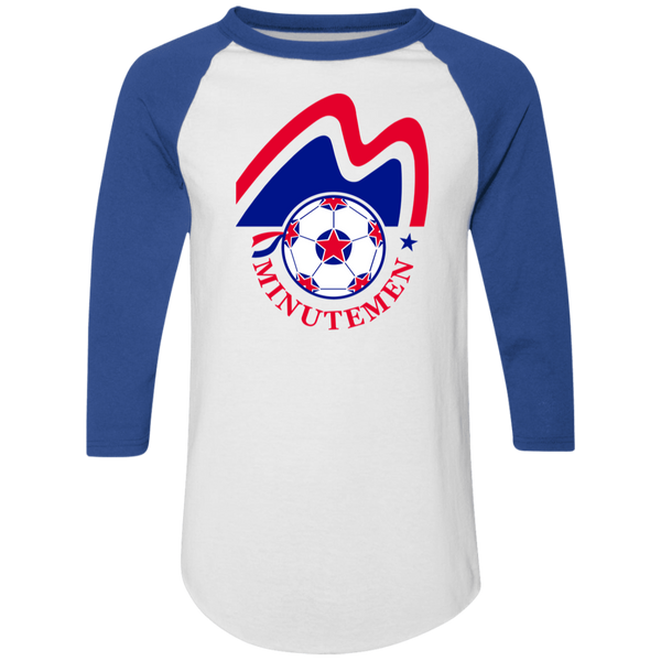 Boston Minutemen Raglan Shirt Franchise NASL Soccer color White/Royal Blue