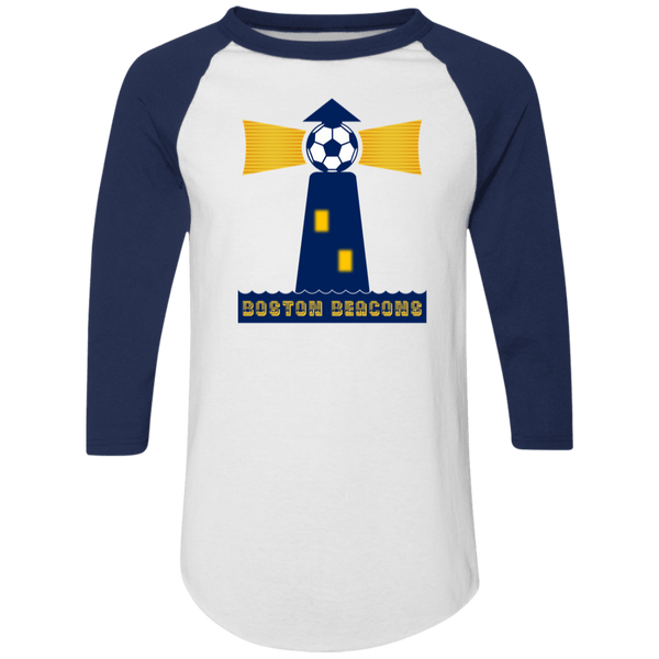 Boston Beacons Raglan Shirt NASL Soccer color White/Royal Navy Blue