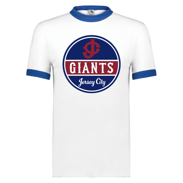 Jersey City Giants Ringer T-shirt Negro League Baseball color White/Royal Blue
