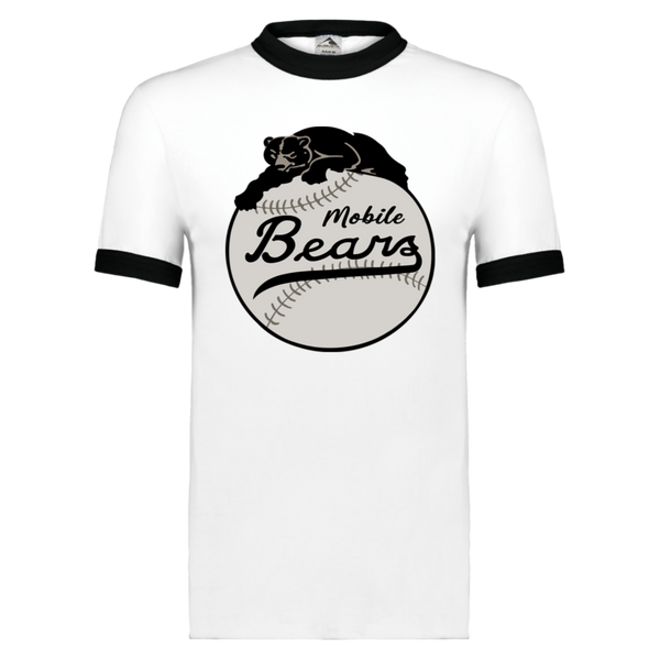 Mobile Black Bears Ringer T-shirt Negro League Baseball color White/Black