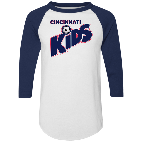 Cincinnati Kids Raglan Shirt Colorblock MISL Soccer color White/Navy