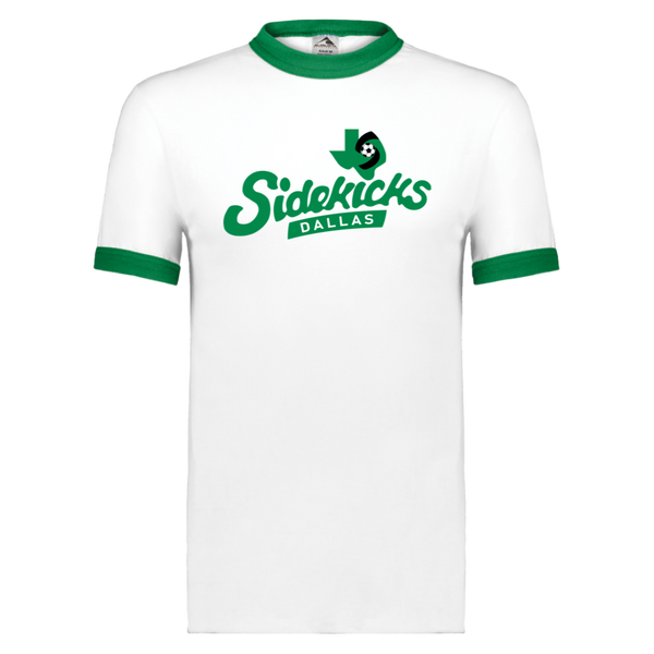 Dallas Sidekicks Ringer T-shirt MISL Soccer color White/Kelly Green
