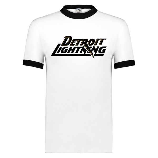Detroit Lightning Ringer T-shirt MISL Soccer color White/Black