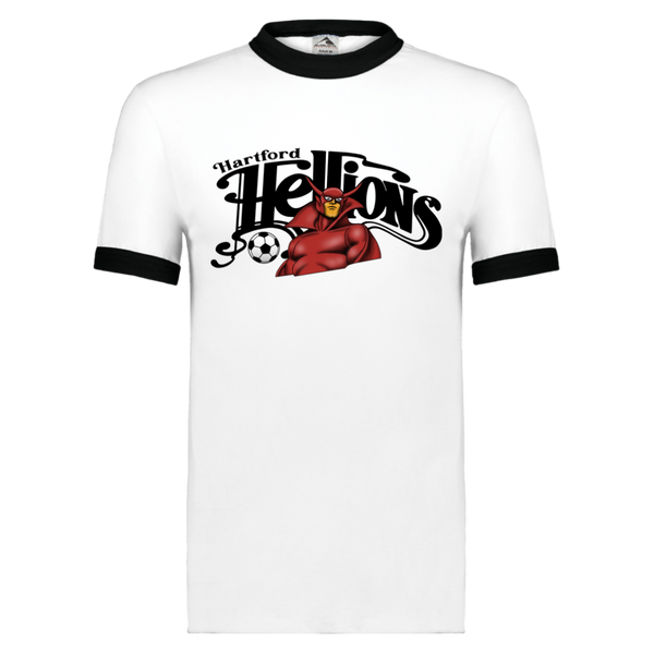Hartford Hellions Ringer T-shirt MISL Soccer color White/Black