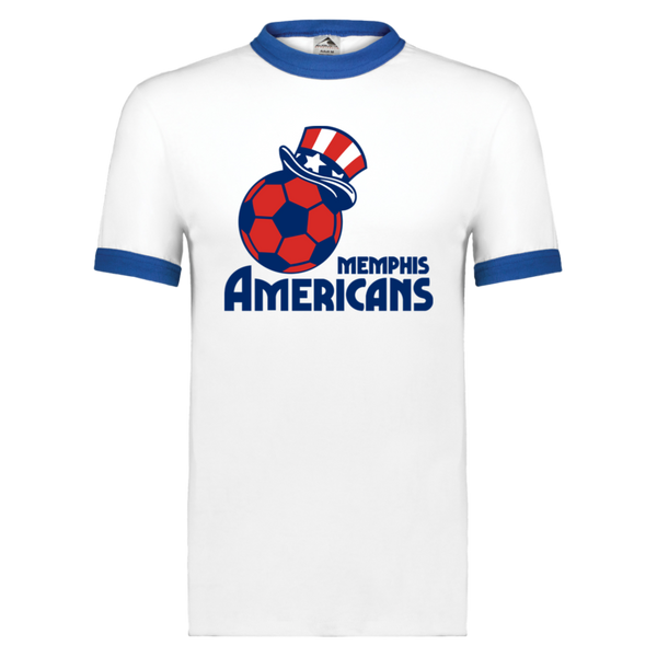 Memphis Americans Ringer T-shirt MISL Soccer color White/Royal Blue