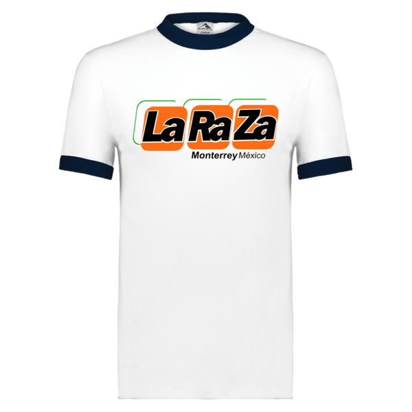 Monterrey La Raza Ringer T-shirt MISL Soccer color White/Navy