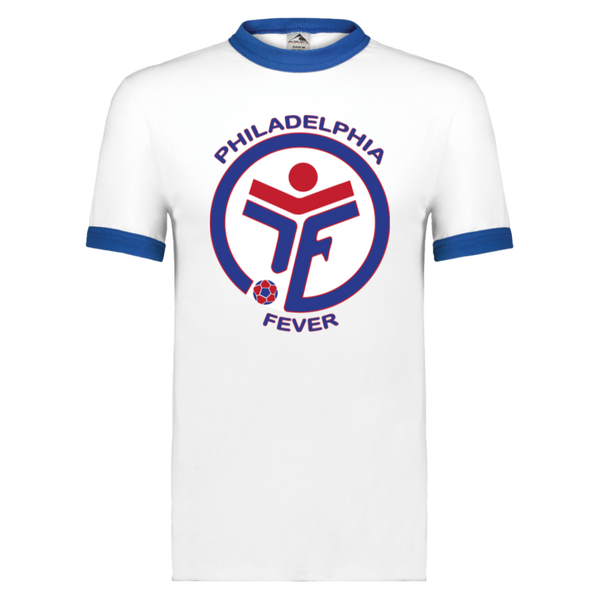 Philadelphia Fever Ringer T-shirt MISL Soccer color Athletic White/Royal Blue
