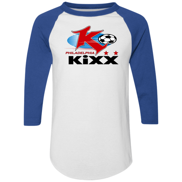Philadelphia Kixx Raglan Shirt Colorblock MISL Soccer color White/Royal Blue