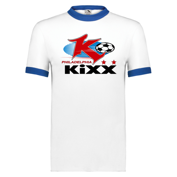 Philadelphia Kixx Ringer T-shirt color White/Royal Blue
