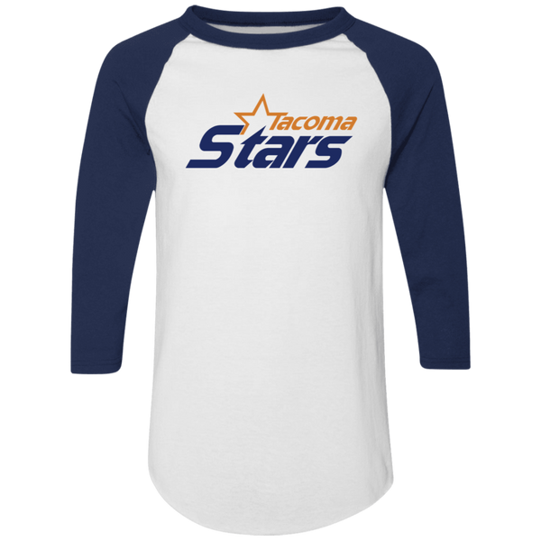 Tacoma Stars Raglan Shirt Colorblock MISL Soccer color White/Navy Blue