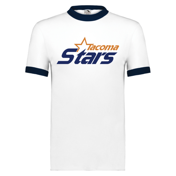 Tacoma Stars Ringer T-shirt MISL Soccer color White/Navy